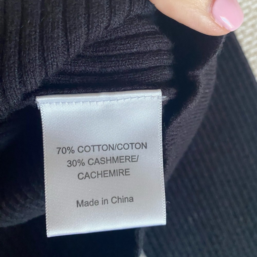 Tory Burch Black Ribbed Cashmere Blend Sweater Size XL - Picture 12 of 13